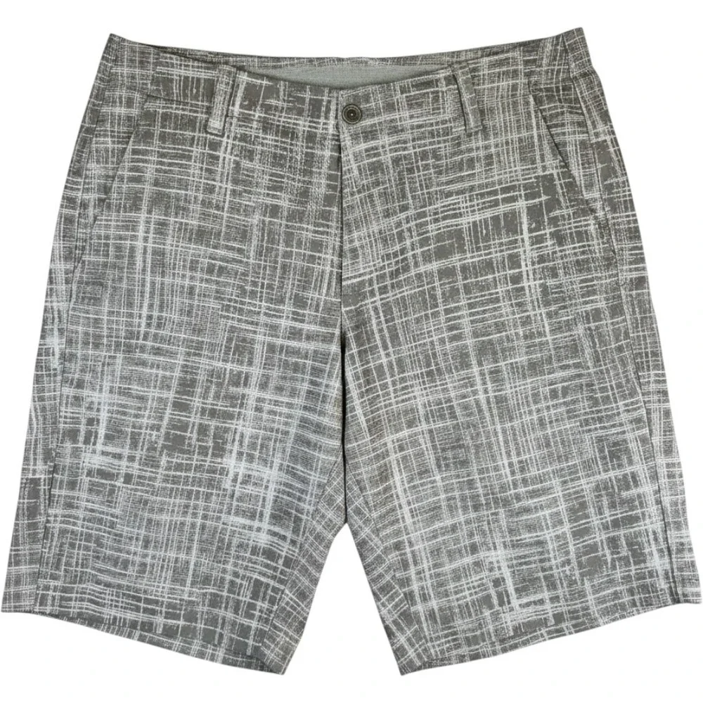 Under Armour HeatGear Shorts Men 36 Loose Gray Crosshatch Golf Polyester EUC